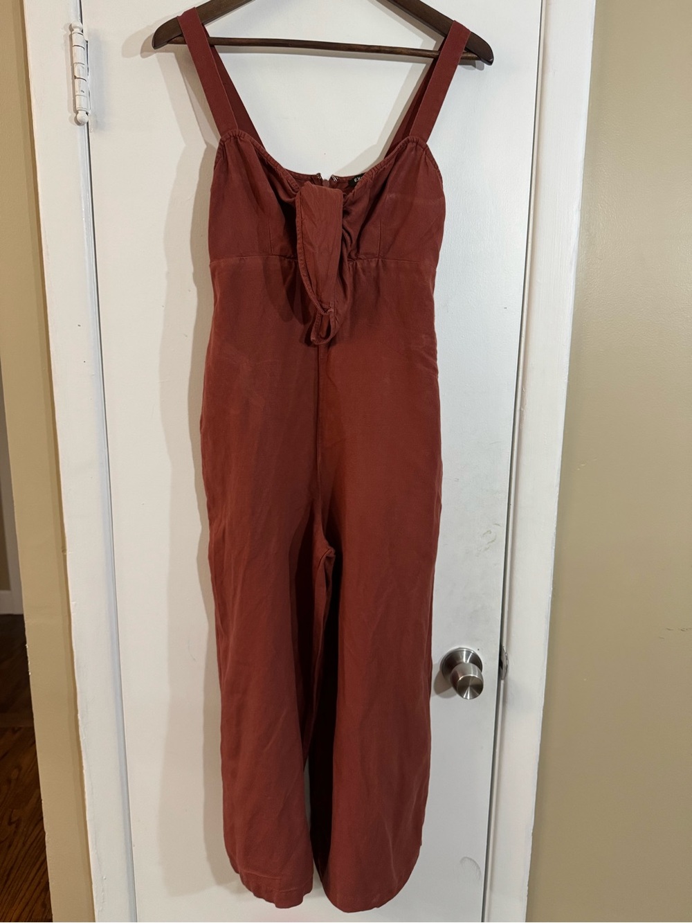 Express Rust-Tone Tie-Front Wide-Leg Jumpsuit